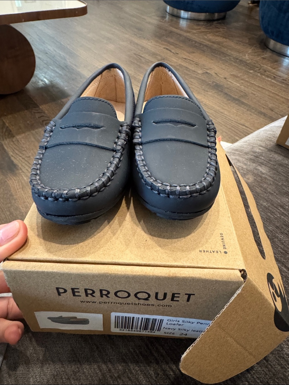 Kids Navy Moccasin Loafers